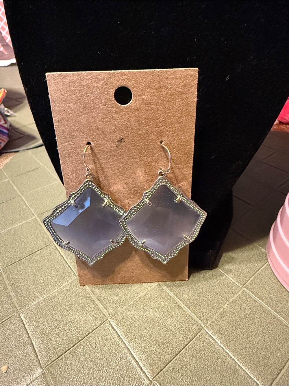 Kendra Scott Lavender Glass Quatrefoil Drop Earrings